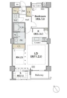 シャレール広尾 2号棟【2-207号室】の間取り