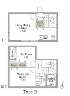 LIVEFLAT東高円寺Ⅱ【0102号室】の間取り