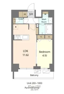 SーRESIDENCE新宿早稲田AVELIS【6階】の間取り