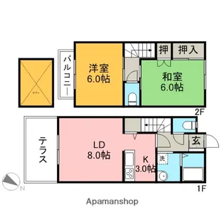 東京都杉並区上井草2丁目【テラスハウス】の間取り