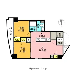 東京都世田谷区北沢2丁目【マンション】の間取り