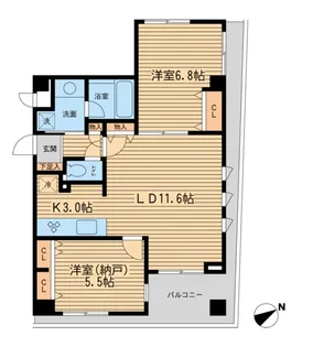 THEパームス代々木上原ヴェールテラス【1階】の間取り