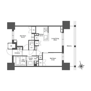 LIBR GRANT 西新宿WEST【13階】の間取り