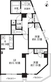 レジディア三軒茶屋Ⅱ【6階】の間取り