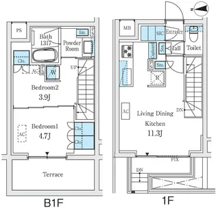 STANDZ柿の木坂【1階】の間取り