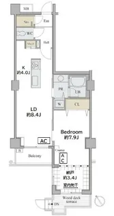 シャレール広尾 2号棟【1階】の間取り