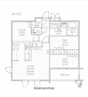 東京都世田谷区桜丘5丁目【マンション】の間取り