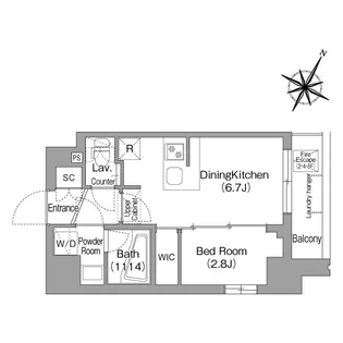 コンフォリア・リヴ新中野SOUTH【8階】の間取り