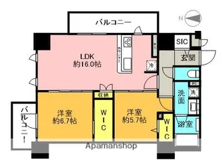グランシャルール武蔵境【5階】の間取り