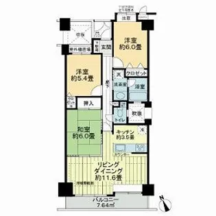 ライオンズガーデン武蔵関公園弐番館【3階】の間取り