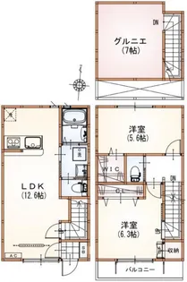 サンライズ西国立【2階】の間取り