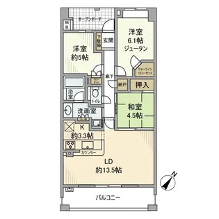 プラウド調布柴崎【9階】の間取り