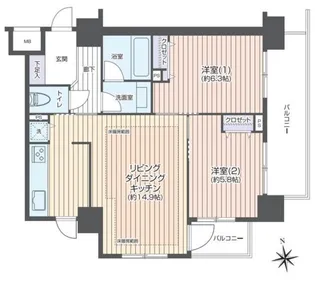 ユニーブル武蔵小金井クインテット【4階】の間取り