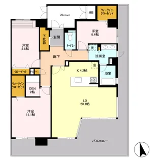 ロイヤルパークス若葉台【14階】の間取り