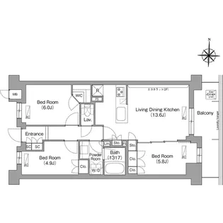 コンフォリア・リヴ八坂富士見【4階】の間取り