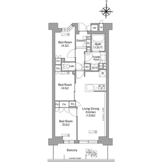 コンフォリア・リヴ八坂富士見【6階】の間取り