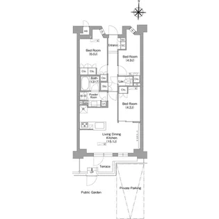 コンフォリア・リヴ八坂富士見【1階】の間取り