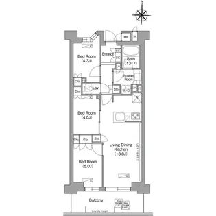 コンフォリア・リヴ八坂富士見【2階】の間取り