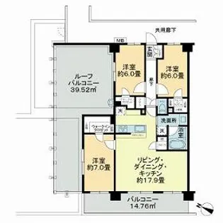 サンクレイドル桜街道レジデンス【6階】の間取り
