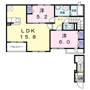 パーシモン【2階】の間取り