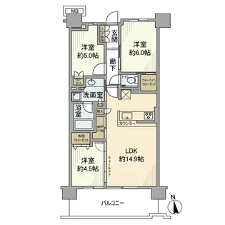プラウドシティ国立【3階】の間取り