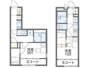 レオパレスタウニー 下連雀【1階】の間取り