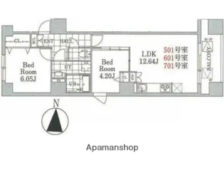 オークラビル【6階】の間取り