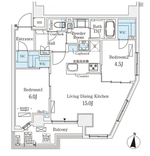 メゾン・クロイゾン【4階】の間取り
