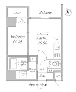 クオリタス浜田山【1階】の間取り