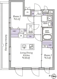 東京都中野区大和町1丁目【マンション】の間取り