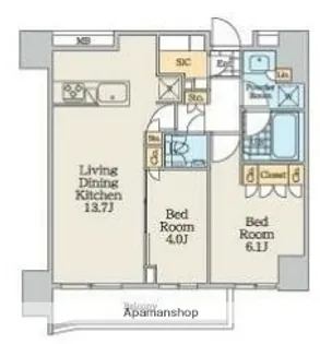 東京都中野区弥生町5丁目【マンション】の間取り