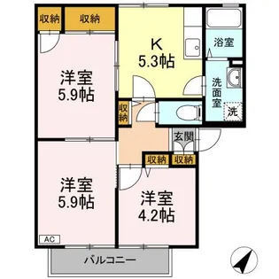エクセル岸【2階】の間取り