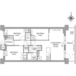 コンフォリア・リヴ八坂富士見【4階】の間取り