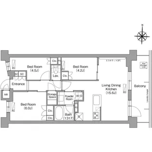 コンフォリア・リヴ八坂富士見【2階】の間取り