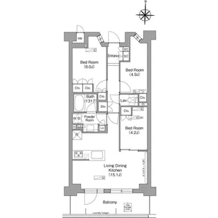 コンフォリア・リヴ八坂富士見【3階】の間取り