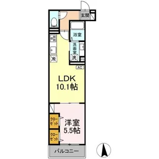 Dアセット栄町【302号室】の間取り