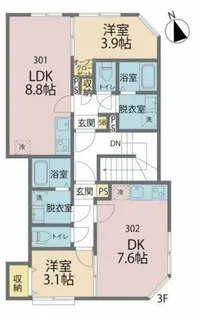 カインドネス東村山諏訪【201号室号室】の間取り