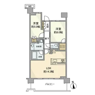 プラウドシティ国立【8階】の間取り