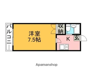 メビウスコート国立【1-B号室】の間取り