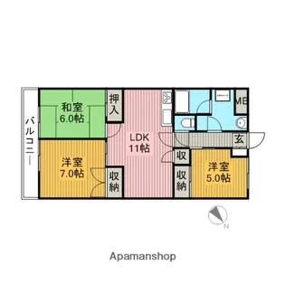 クレール武蔵野【303号室】の間取り