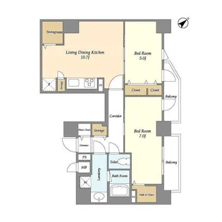 ミレドゥーエ門前仲町【7階】の間取り