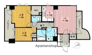 サンウッド門前仲町フラッツ【4階】の間取り