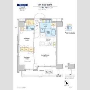 プラウドフラット清澄通り【2階】の間取り