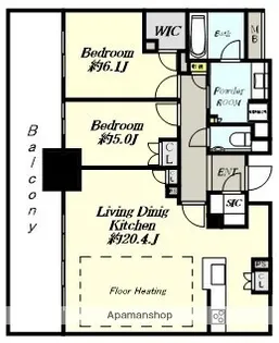 プラウドタワー平井【22階】の間取り