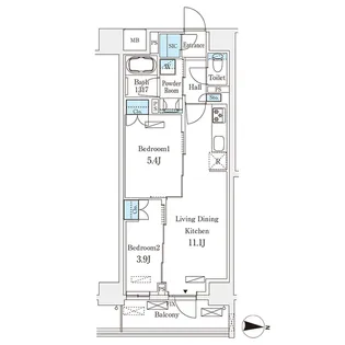 フロンティアレジデンス錦糸公園【6階】の間取り
