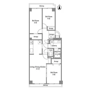 コンフォリア竹ノ塚イースト【2階】の間取り