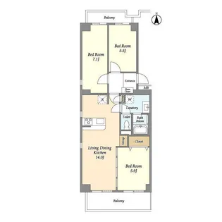 コンフォリア竹ノ塚イースト【9階】の間取り