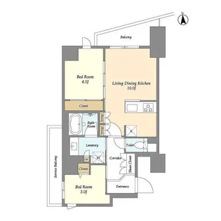 コンフォリア竹ノ塚イースト【2階】の間取り
