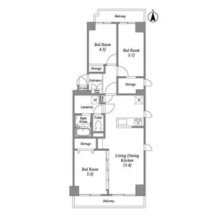 コンフォリア竹ノ塚イースト【1階】の間取り