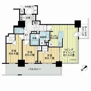 プラウドタワー平井【23階】の間取り